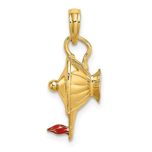 14k-w-red-enamel-polished-3-d-genie-lamp-charm-SolomonJeweler-Wichita-KS-CustomJewelry