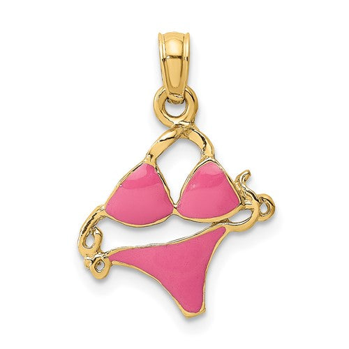 14k-pink-enameled-bikini-bathing-suit-charm-SolomonJeweler-Wichita-KS-CustomJewelry