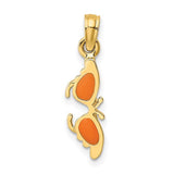 14K gold enameled butterfly charm from Solomon Jewelers, featuring vibrant orange enamel on a delicate pendant.