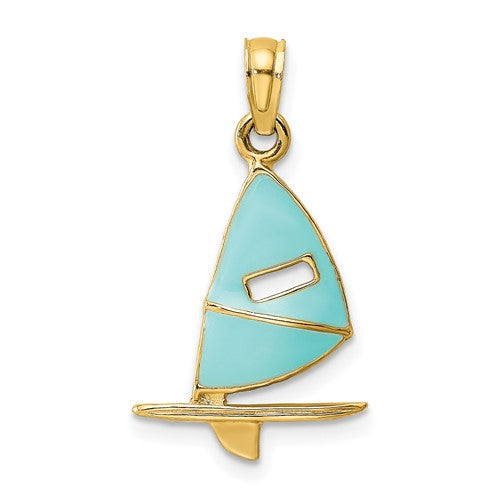 14k-aqua-enameled-windsail-surf-board-charm-SolomonJeweler-Wichita-KS-CustomJewelry