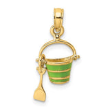 14k-2-d-green-enameled-beach-bucket-w-moveable-shovel-charm-SolomonJeweler-Wichita-KS-CustomJewelry