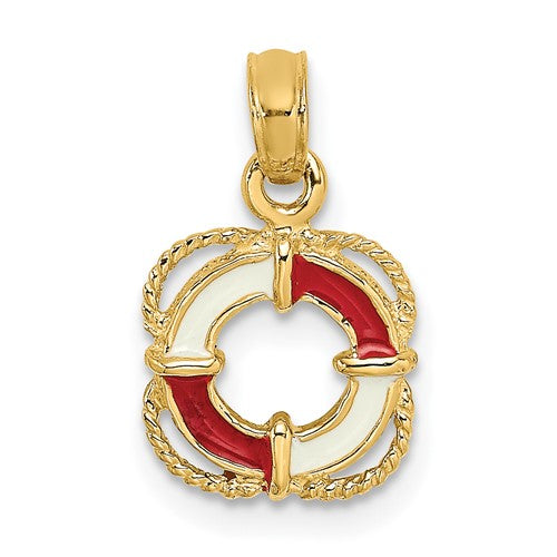 14k-red-and-white-enameled-lifesaver-ring-charm-SolomonJeweler-Wichita-KS-CustomJewelry
