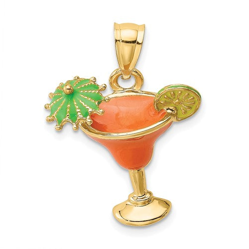 14k-orange-enameled-margarita-drink-w-umbrella-and-lime-charm-SolomonJeweler-Wichita-KS-CustomJewelry