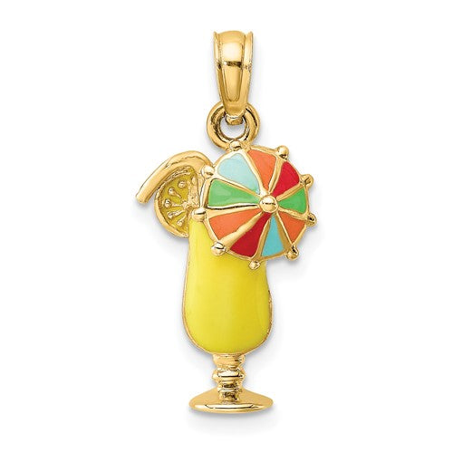 14k-yellow-enamel-drink-w-multi-colored-umbrella-charm-SolomonJeweler-Wichita-KS-CustomJewelry