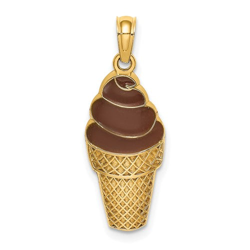 14k-w-brown-enamel-chocolate-ice-cream-cone-charm-SolomonJeweler-Wichita-KS-CustomJewelry