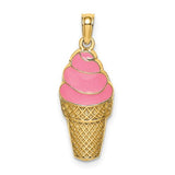14k-pink-enameled-strawberry-ice-cream-cone-charm-SolomonJeweler-Wichita-KS-CustomJewelry