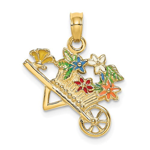 14k-3-d-multi-color-enamel-flower-cart-charm-SolomonJeweler-Wichita-KS-CustomJewelry