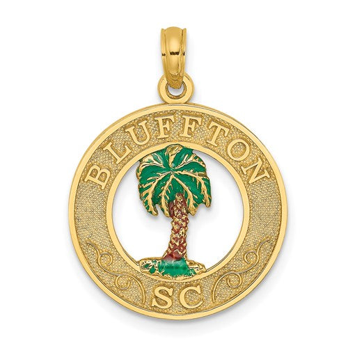 14k-bluffton-sc-circle-enameled-palm-tree-charm-SolomonJeweler-Wichita-KS-CustomJewelry