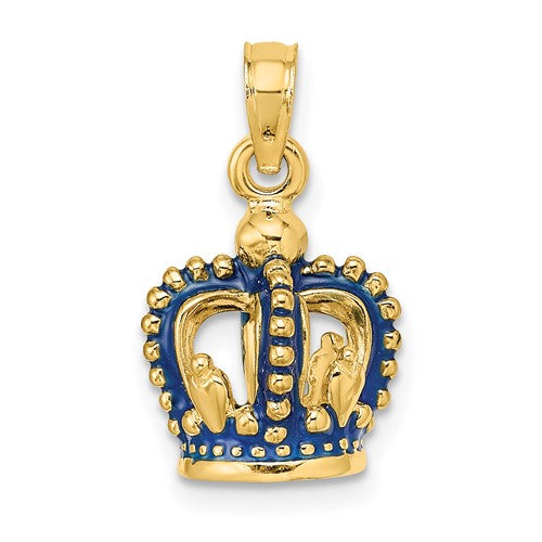 14k-3-d-blue-enamel-crown-charm-SolomonJeweler-Wichita-KS-CustomJewelry
