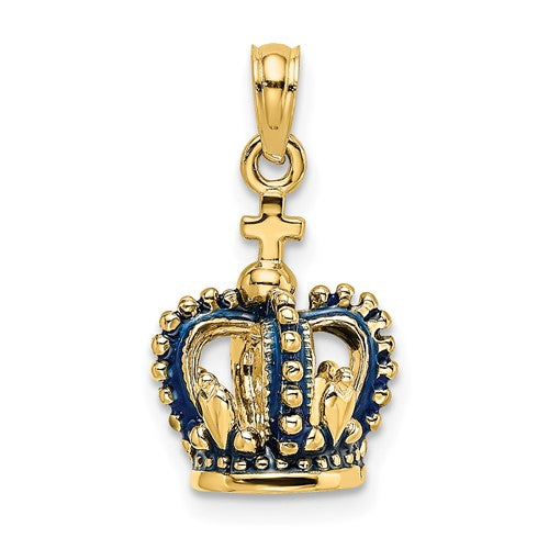 14k-3-d-w-blue-enamel-crown-charm-SolomonJeweler-Wichita-KS-CustomJewelry