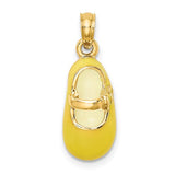 14k-3-d-w-yellow-enamel-baby-shoe-charm-SolomonJeweler-Wichita-KS-CustomJewelry