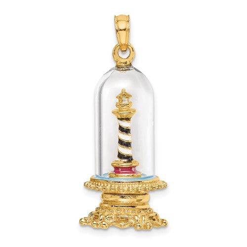 14k-3-d-enamel-lighthouse-in-glass-dome-charm-SolomonJeweler-Wichita-KS-CustomJewelry