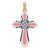 14k-3-d-w-pink-and-white-enamel-cross-charm-SolomonJeweler-Wichita-KS-CustomJewelry