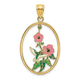 14k-w-enamel-hummingbird-and-flowers-in-oval-frame-charm-SolomonJeweler-Wichita-KS-CustomJewelry