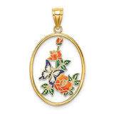 14k-enamel-white-butterfly-in-oval-w-orange-flowers-charm-SolomonJeweler-Wichita-KS-CustomJewelry