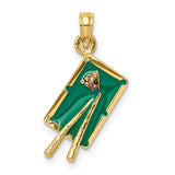 14k-w-green-enamel-3-d-pool-table-charm-SolomonJeweler-Wichita-KS-CustomJewelry