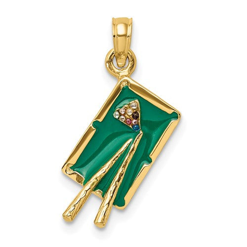 14k-w-green-enamel-3-d-pool-table-charm-SolomonJeweler-Wichita-KS-CustomJewelry
