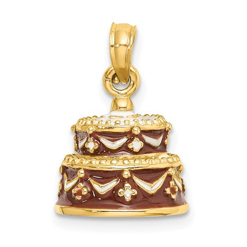 14k-3-d-enameled-happy-birthday-cake-w-brown-frosting-charm-SolomonJeweler-Wichita-KS-CustomJewelry