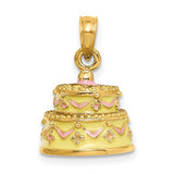 14k-3-d-happy-anniversary-cake-w-yellow-frosting-charm-SolomonJeweler-Wichita-KS-CustomJewelry