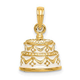 14k-polished-enameled-just-married-3-d-wedding-cake-pendant-SolomonJeweler-Wichita-KS-CustomJewelry