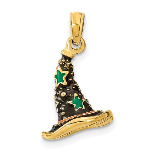 14k-w-enamel-3-d-witchs-hat-halloween-charm-SolomonJeweler-Wichita-KS-CustomJewelry