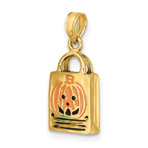 14k-3-d-enameled-jack-o-lantern-trick-or-treat-bag-charm-SolomonJeweler-Wichita-KS-CustomJewelry
