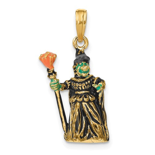 14k-3-d-enameled-witch-w-broom-charm-SolomonJeweler-Wichita-KS-CustomJewelry