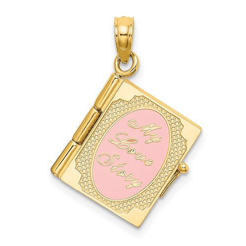 14k-enameled-3d-moveable-my-love-story-book-pendant-SolomonJeweler-Wichita-KS-CustomJewelry