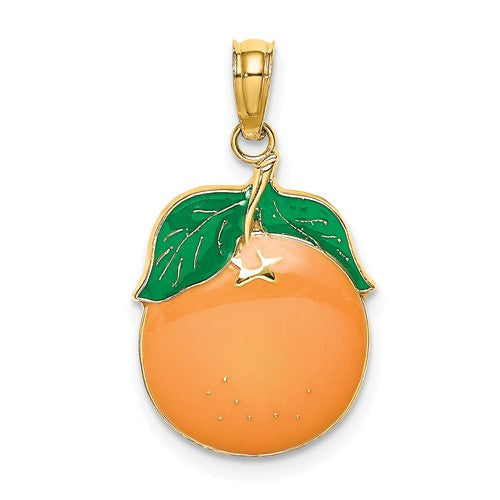 14k-enamel-orange-w-stem-and-leaf-charm-SolomonJeweler-Wichita-KS-CustomJewelry