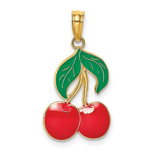 14k-w-enamel-cherries-with-leaf-charm-SolomonJeweler-Wichita-KS-CustomJewelry