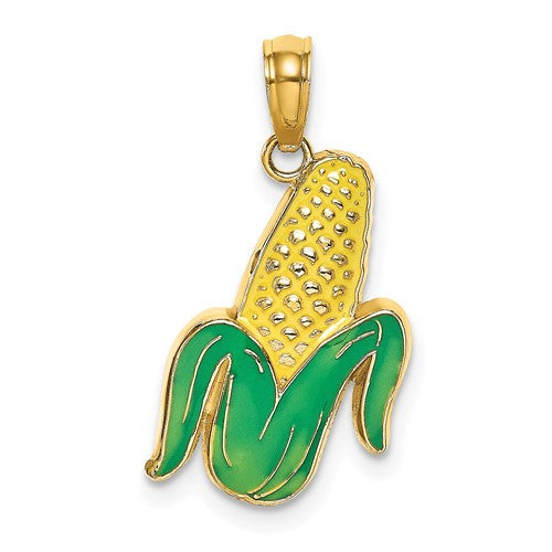 14k-w-enamel-corn-with-peeled-husk-charm-SolomonJeweler-Wichita-KS-CustomJewelry