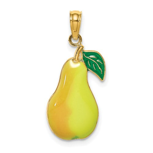 14k-w-enamel-pear-with-stem-and-leaf-charm-SolomonJeweler-Wichita-KS-CustomJewelry