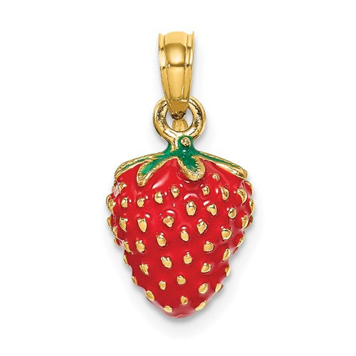 14k-w-enamel-3-d-strawberry-and-leaf-charm-SolomonJeweler-Wichita-KS-CustomJewelry