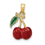 14k-3-d-enamel-cherries-w-leaf-charm-SolomonJeweler-Wichita-KS-CustomJewelry