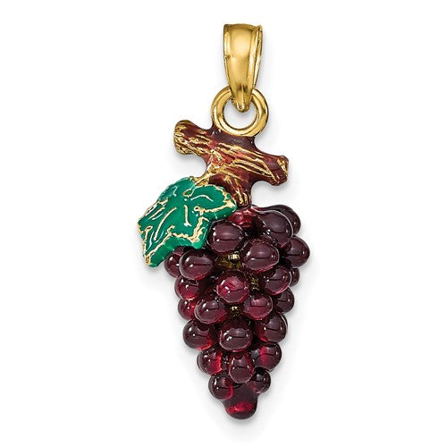 14k-3-d-enamel-purple-grapes-w-stem-leaf-SolomonJeweler-Wichita-KS-CustomJewelry