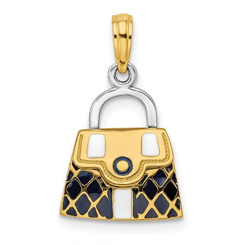 14k-rhodium-3-d-black-opens-quilted-handbag-charm-SolomonJeweler-Wichita-KS-CustomJewelry