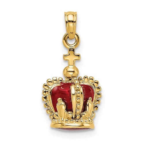 14k-3-d-w-red-enamel-inside-crown-w-cross-on-top-charm-SolomonJeweler-Wichita-KS-CustomJewelry