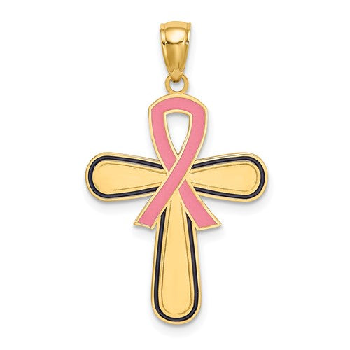 14k-enamel-pink-ribbon-breast-cancer-cross-SolomonJeweler-Wichita-KS-CustomJewelry