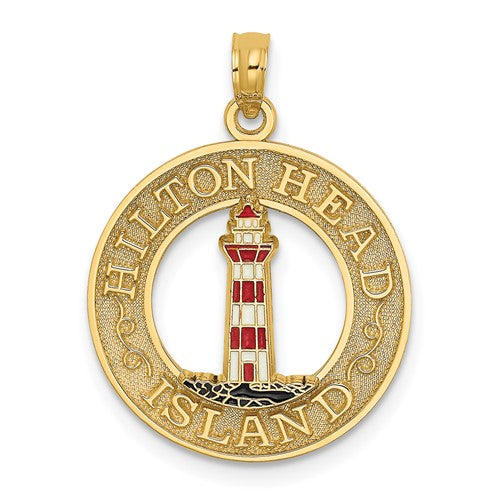 14k-hilton-head-enamel-lighthouse-circle-charm-SolomonJeweler-Wichita-KS-CustomJewelry