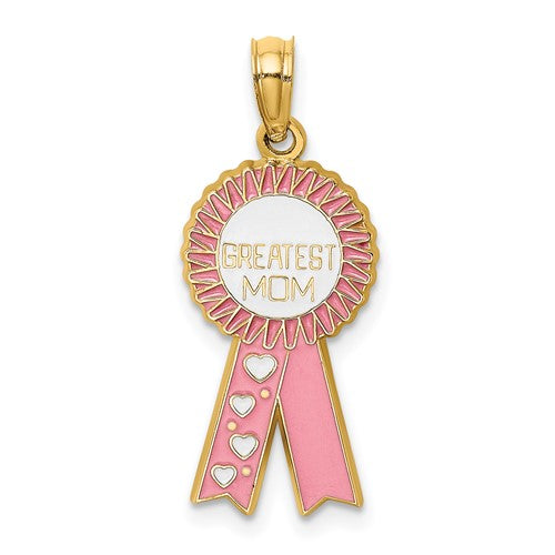 14k-enamel-greatest-mom-pink-ribbon-charm-SolomonJeweler-Wichita-KS-CustomJewelry