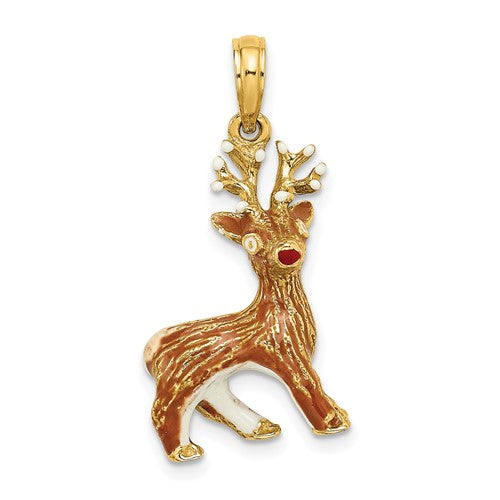 14k-3-d-enamel-red-nosed-reindeer-charm-SolomonJeweler-Wichita-KS-CustomJewelry