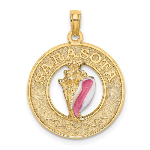14k-sarasota-circle-w-enamel-conch-shell-charm-SolomonJeweler-Wichita-KS-CustomJewelry