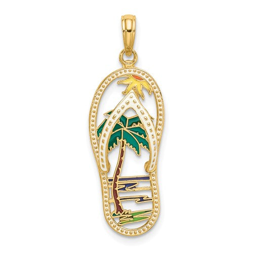 14k-enamel-palm-tree-flip-flop-charm-SolomonJeweler-Wichita-KS-CustomJewelry
