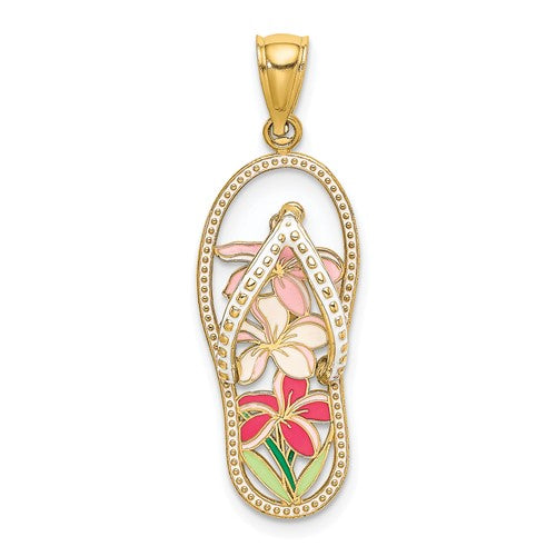 14k-multi-color-enamel-flower-flip-flop-charm-SolomonJeweler-Wichita-KS-CustomJewelry