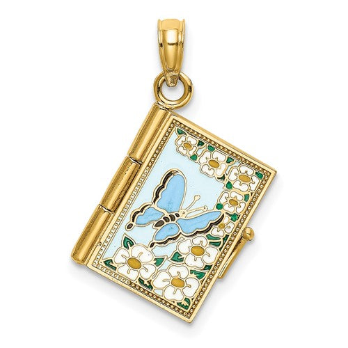 14k-3-d-w-enamel-ecclesiastes-book-w-moveable-pages-charm-SolomonJeweler-Wichita-KS-CustomJewelry