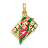 14k-3-d-sushi-plate-w-enamel-charm-SolomonJeweler-Wichita-KS-CustomJewelry