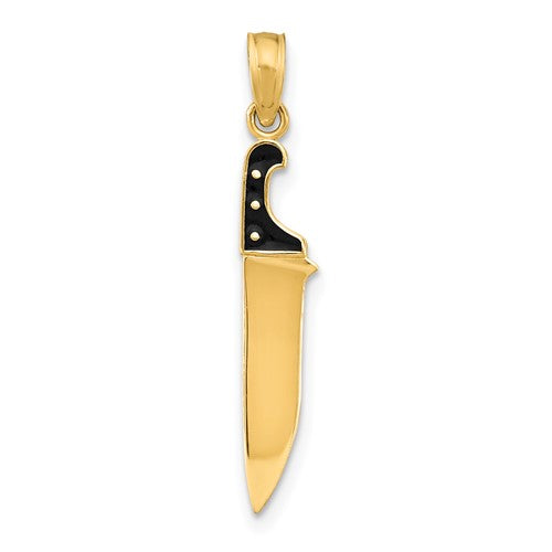 14k-w-black-enamel-3-d-butcher-knife-charm-SolomonJeweler-Wichita-KS-CustomJewelry