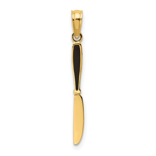 14k-w-black-enamel-3-d-table-knife-charm-SolomonJeweler-Wichita-KS-CustomJewelry