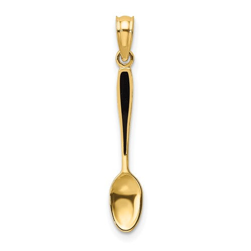 14k-3-d-w-black-enamel-table-spoon-charm-SolomonJeweler-Wichita-KS-CustomJewelry