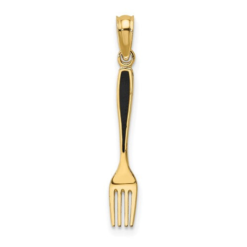 14k-w-black-enamel-3-d-table-fork-charm-SolomonJeweler-Wichita-KS-CustomJewelry